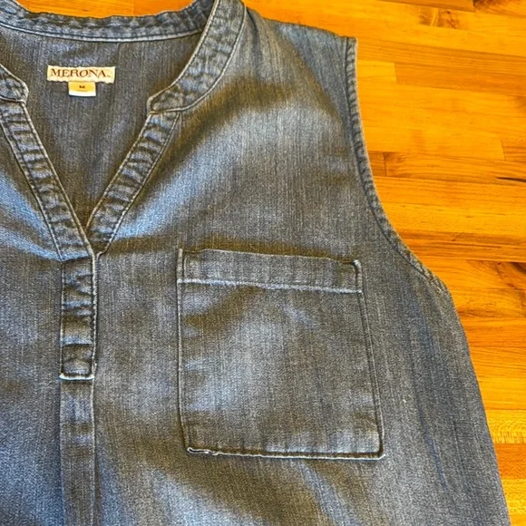 Merona Blue Denim Sleeveless Dress M - Picture 4 of 8